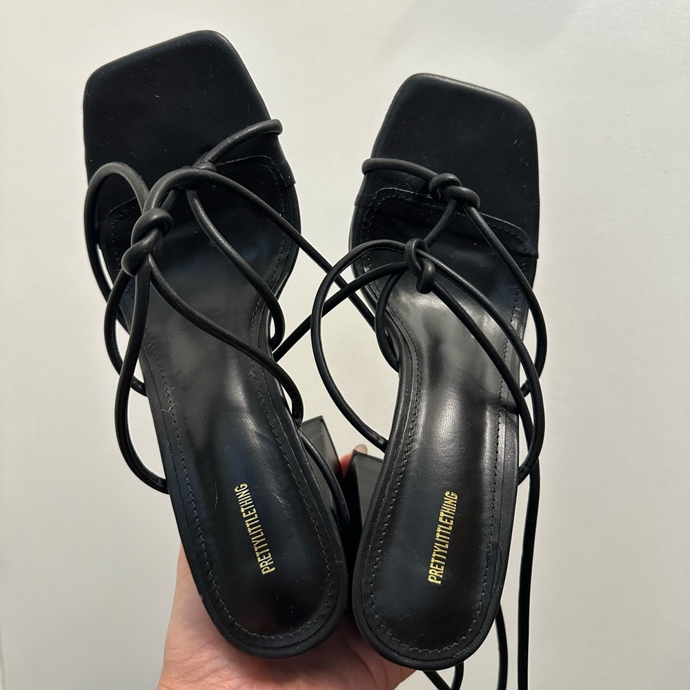 PrettyLittleThing Strappy Black Heels